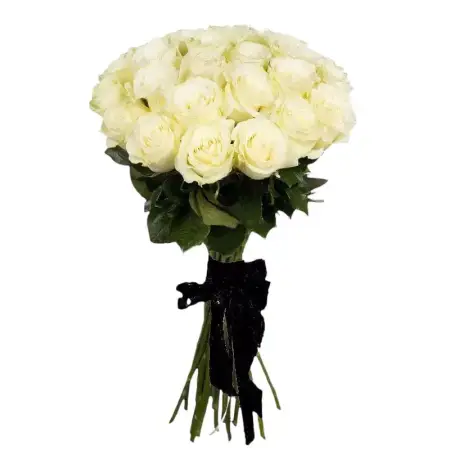 Траурный букет из белых роз